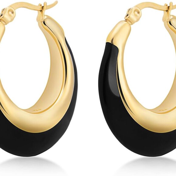 Jewelry - Gold Jewelry Hoop Earrings Women 14K Plated Thick Huggie Trendy Dangle